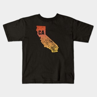 US state pride: Stamp map of California (CA letters cut out) Kids T-Shirt